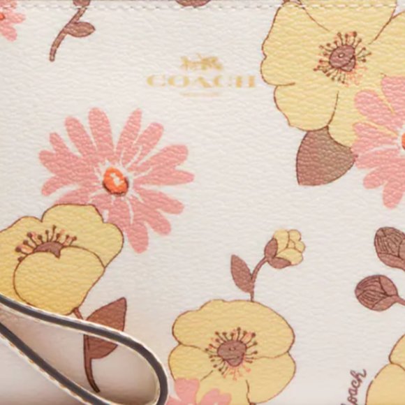 Brand New Coach Corner Zip Wristlet With Floral Cluster Print - Picture 3 of 4